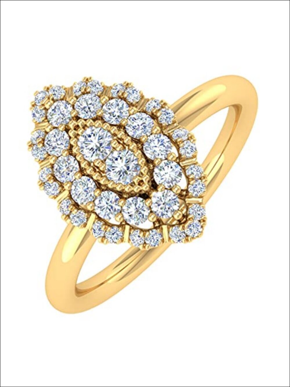 10K Gold Diamond Halo Engagement Ring 0.33 Carat Marquise Style